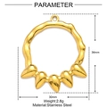 Parametri dettagliati delle dimensioni del ciondolo a occhio in acciaio inox 36x30mm - Stile Cerchio a Trama Bambù (XF004)