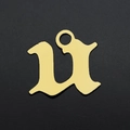 Detailed view of gothic letter U pendant in gold-plated stainless steel for DIY jewelry - Letter U (JA570-U)