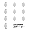 Set of 10 round stainless steel jewelry tags 6x8mm with dimensions and silver metallic finish - 6x8 Polished Round