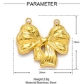 Vue détaillée d'un pendentif nœud en acier inoxydable doré avec dimensions et anneaux doubles - Nœud Texturé (XF080)