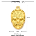 Détail du pendentif tête de mort doré en acier inoxydable avec specs 21mm x 13mm - Crâne Pointillé (XF083)