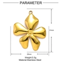 Polished golden stainless steel five-petal flower pendant with size and weight details - Five-Petal Flower Style (XF144)