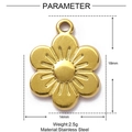 Dimensions techniques du pendentif fleur dorée en acier inoxydable de 18x14mm - Fleur à Six Pétales (XF164)