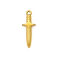Vue détaillée d'un pendentif dague doré avec texture quadrillée et détails ciselés sur la poignée - Poignard Vintage (XF084)