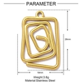 Technical drawing of a 28mm x 19mm spiral rectangle pendant made of stainless steel - Rectangular Spiral (XF178)