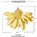 Pendentif marguerite en acier inoxydable doré poli avec dimensions de 34mm de hauteur - Style Marguerite Polie Multicouche (XF041)