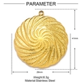 Vista dettagliata dei parametri del ciondolo a spirale dorato in acciaio inox, 41mm x 29mm - Stile Motivo Radiante a Spirale (XF010)