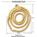 Detail of a 29mm gold stainless steel spiral drop pendant with a hand-hammered texture - Hammered Multi-Ring Spiral (XF180)