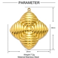 Dettaglio ciondolo a rombo in acciaio inossidabile dorato, dimensioni 39x25 mm - Stile Trama a Rombo Concentrico (XF012)