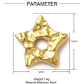 Pendentif étoile martelée en acier inoxydable doré, dimensions 12 mm et poids 1,4 g - Étoile Martelée (XF168)
