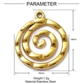 Macro view of gold-tone spiral heart pendant with dimensions 18mm by 16mm - Hammered Spiral Pendant (XF183)