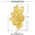 Détails techniques du pendentif tournesol en acier inoxydable 53x32mm avec texture florale - Style Tournesol Gaufré Rayonnant (XF045)