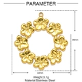 Détails du pendentif fleur en acier doré 36mm avec spécifications de taille et de poids - Style Anneau de Fleur de Prunier (XF046)