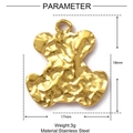Détail du pendentif ours 18x17mm en acier inoxydable martelé doré avec dimensions - Ours Martelé (XF170)