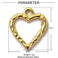 Detail showing 18x16mm heart-shaped stainless steel pendant with striped texture - Striped Textured Heart (XF187)