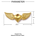 Détails techniques du pendentif cœur ailes en acier inoxydable de 20 mm avec dimensions - Cœur Ailé (XF173)