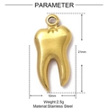 Pendentif dent doré en acier inoxydable poli avec dimensions 21x10mm détaillées - Dent (XF175)