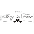 Detail von Always & Forever Wandtattoo aus schwarzem Vinyl mit Herzen, 60cm x 20cm - 20*60CM Verpackt