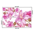 Detailansicht der lila Lilien-Wandtattoos mit Aquarelldesign und Layout-Abmessungen - Blumenstil (KSY-129)