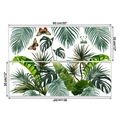 Details der Wandsticker mit tropischen Monstera-Blättern und bunten Schmetterlingen - 30*90CM x 2 Blatt Set