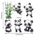 Wandtattoo-Set Cartoon-Pandas mit Bambus für Kinderzimmer, Layoutgröße 120x120 cm - Fünf Pandas und Bambus Stil (KSY145)