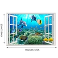 Sticker mural 3D monde marin avec dauphins et vie marine mesurant 90x57cm - Monde Sous-marin Dauphin Tortue (KS6800-1)