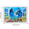 Détail du sticker mural 3D océan dimensions 90x57cm avec dauphins et récif corallien - Monde Sous-marin Dauphin Poissons (KS6800-2)