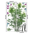 Dettaglio di adesivi murali con foglie verdi uccelli e farfalle in layout 2 pezzi - Set di 2 Fogli 30*90CM
