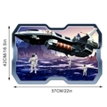 Detailed spaceship wall sticker with astronauts on purple alien planet surface - Sci-Fi Spaceship Alien Exploration (KS6801C)