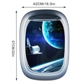 Space window wall decal showing a space shuttle and Earth, sized 42cm by 57cm - Space Shuttle And Earth Galaxy (KS6802-9)