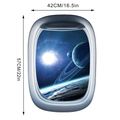 Detail view of 3D spaceship window wall sticker showing dimensions 42cm by 57cm - Deep Space Blue Planet Style (KS6802-14)