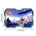 Detailoverzicht van de 3D astronaut en UFO muursticker van 57cm bij 42cm breed - KS6801D Stijl