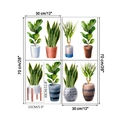 Cuadro detallado de tamaños para 8 pegatinas de plantas acuarela con diseño de 30x70cm - Estilo de Planta en Maceta Verde Realista (KSY-157)