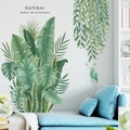 Stickers muraux feuilles de bananier tropicales et monstera avec silhouette d'élan décor - Plante Araignée Cerf