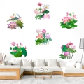 Stickers muraux fleurs de lotus auto-adhésifs étanches pour déco salon et chambre - Lot de Six Lotus (KSY161)