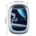 Detailed 3D airplane window wall sticker with astronaut and galaxy theme measuring 57x42cm - Astronaut Galaxy Realistic Style (KS6802-11)