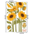 Detaillierte Maße der Sonnenblumen Wandtattoo Aufkleber mit 30x90cm Paneelgröße Anzeige - In Beuteln Verpackt
