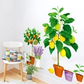 Realistic lemon and orange tree wall stickers with gardening tools in a home setting - Simulated Potted Plant (XH9304)