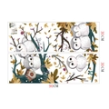 Dettaglio di due adesivi murali con gufi e foglie autunnali con dimensioni 30x90cm - 30x90cm