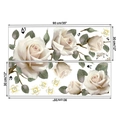 Dettaglio degli adesivi murali rose bianche con foglie verdi e misure 30x90cm - Set Floreale Rosa Bianca (KSR-43) / Confezionato in Busta
