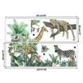 Detailansicht der Safari-Wandaufkleber mit Giraffe und Zebra inklusive Größenangaben - 30*90CM x 2 Blatt Set