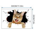 Detalle de un adhesivo de pared de gato 3D con medidas de 30cm x 20cm sobre fondo blanco - Gato Atigrado Marrón (KS6804-C)