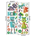 Cartoon robot and gear wall stickers for kids rooms, set of two 30x90cm PVC sheets - Cartoon Robot Style (KSY-170)