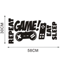 Detailed size specifications for Eat Sleep Game vinyl wall decal, 58cm by 30cm dimensions - 30x60cm Style