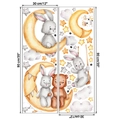 Detail view of two 30x90cm cartoon wall sticker sheets with moon bear and bunny motifs - Rabbit And Bear Style