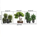 Vue macro des stickers muraux plantes vertes montrant les dimensions et détails de pins - Ensemble de Plantes Vertes en Pot (KSA-1)
