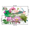 Dettaglio di adesivi murali con fiori di loto rosa, libellula e foglie verdi - Modello di Loto D (KSY162D)