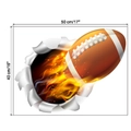 Detailansicht der 3D-Football-Wandtattoo Abmessungen 50cm x 40cm für die Dekoration - Durchbrochener American Football / 40x50cm
