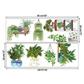 Détail de deux planches de stickers muraux 90x30cm motif plantes vertes et dimensions - 30x90cm
