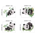 Detailed size guide for 4-pack 3D cartoon panda wall stickers measuring 30x25cm each - Pandas Style (KSY142)